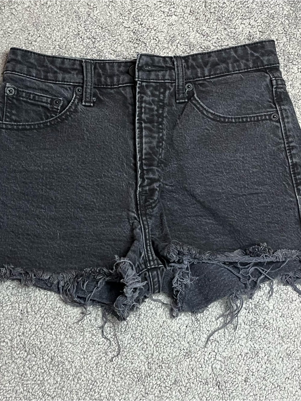 Lucky Brand Black Frayed Hem Denim Shorts
